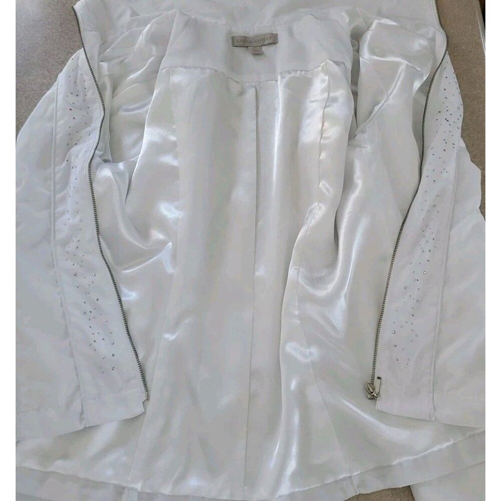 Laura Ashley Regatta Jacket Embellished White Full Zip Womens Sz. Med. MSRP $114 - Picture 6 of 16
